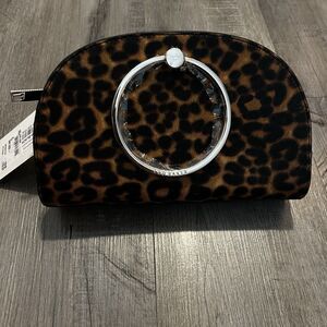 Ted Baker LIONA Leather Leopard Circle Handle Crossbody Black Purse Handbag